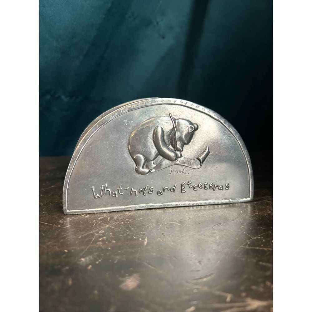 Retired Disney Winnie the Pooh What-nots and Etceteras Pewter Napkin Letter Hold